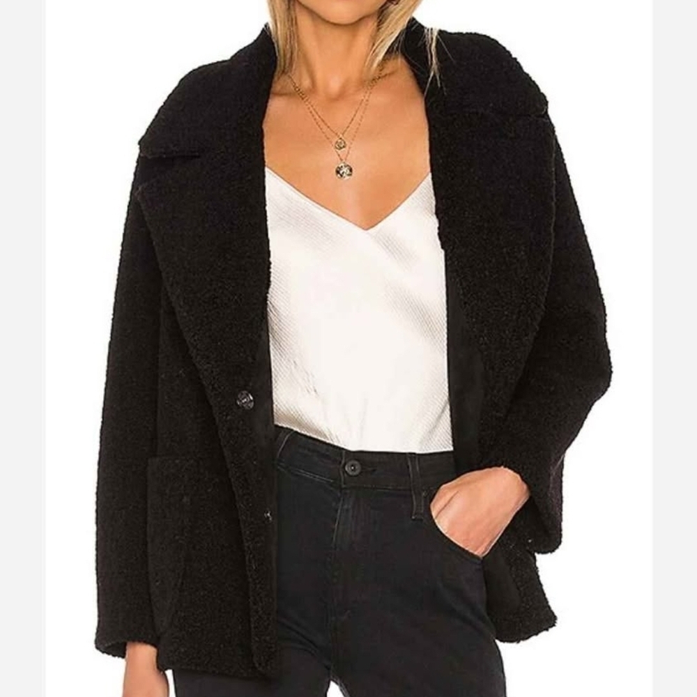 Yoko Sherpa Coat in Black - Velvet by Graham & Spencer